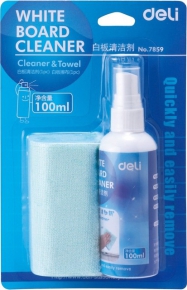 Whiteboard cleaner spray with towel, 100ml.