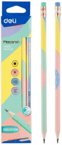 Pencil Deli HB Macaron, with eraser, 12 pieces