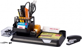 Plastic desk organizer with stationery set Deli 38252A (17 items)