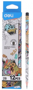 Graphite pencil 2B Deli U533 00, 12 pcs.