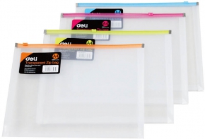 Folder plastic Deli A4, with zipper