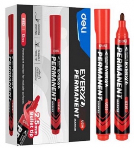 Permanent marker Deli U216, 2,5 mm. red