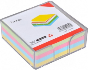 Note papers with plastic holder, 85x85 mm, 500 sheets