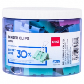 Binder clips Deli 41 mm. 24 pieces, colored