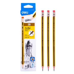 Pencil Deli HB, with eraser, 12 pieces