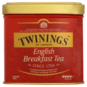 შავი ჩაი Twinings of London English Breakfast tea, ქილაში, 100 გრ.