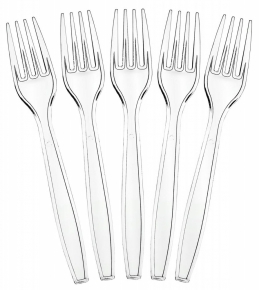 Plastic disposable fork Lux 17.5 cm. transparent, 100 pcs.
