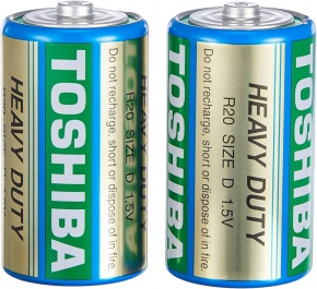 ბატარეა Toshiba Heavy Duty R20 D size, 2 ცალი