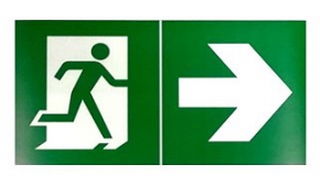 Emergency Exit Sign Right Arrow, Label, 21X10 cm.