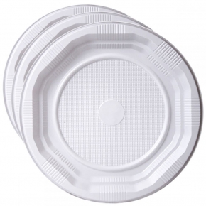 Disposable plastic plate 19.5 cm. 100 pieces