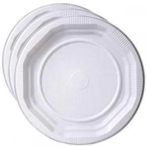 Plastic disposable plate, 21 cm. 100 pieces