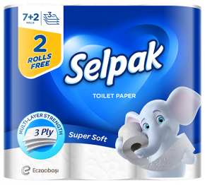 ტუალეტის ქაღალდი Selpak, 3 ფენა, 9 რულონი