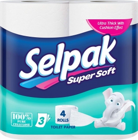 ტუალეტის ქაღალდი Selpak, 3 ფენა, 4 რულონი