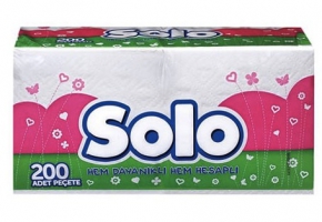 ხელსახოცი Solo, 30x30 სმ., 1 ფენა, 200 ცალი, შეფუთვაში