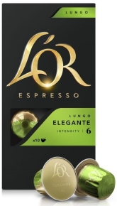 კაფსულა ნესპრესოს მანქანებისთვის LOR Espresso Lungo Elegante, 10 ც.