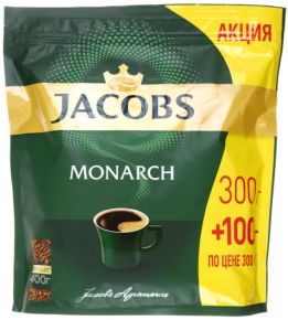 Jacobs Monarch, 300 + 100 გრამი, ეკონომიურ შეფუთვაში