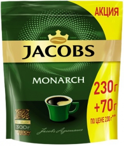 Jacobs Monarch, 230 + 70 გრამი, ეკონომიურ შეფუთვაში