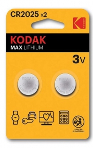 ბატარეა Kodak Max Lithium CR2025 3V, 2 ცალი