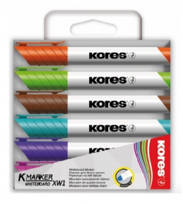Set of Whiteboard Markers Kores, 6 colors