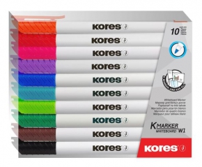 Set of Whiteboard Markers Kores, 10 colors