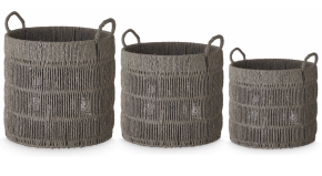 მოწნული კალათა, 3 ცალი, ნაცრისფერი