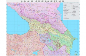 კავკასიის ადმინისტრაციული რუკა, 74X56 სმ. ფოტოქაღალდი