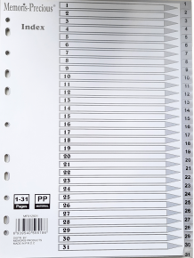 Index divider A4 MF912931, with 31 sections, gray