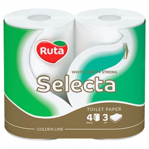 ტუალეტის ქაღალდი Ruta Selecta, 3 ფენა, 4 რულონი