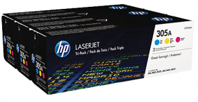 Original color laser cartridge HP 305A (CF370AM) set Cyan, Yellow, Magenta