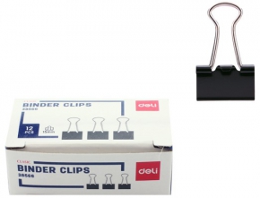 Clip-binder Deli 38566, 15mm. 12 pieces