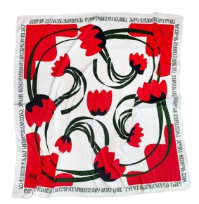 აბრეშუმის შარფი - ყაყაჩოები, 70X70სმ.