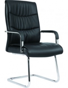 Conference chair with leather surface, black