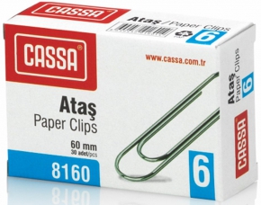 Paper clips Cassa 60 mm. Metal, 30 pieces
