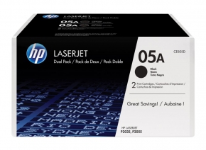 Original black and white laser cartridge HP 05A (CE505D) 2-pack Black