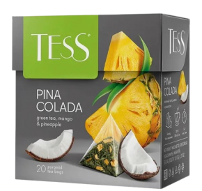 Green Tea Tess Pina Colada, Mango and Pineapple, 20 Pyramid Tea Bags