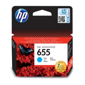 ორიგინალი ფერადი ჭავლური კარტრიჯი HP 655 (CZ110AE) Cyan 15 ml.