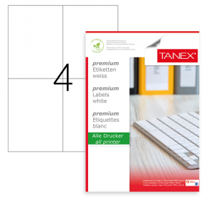 Label 4 pieces Tanex A4, 105X148.5 mm. 100 sheets, 400 pieces