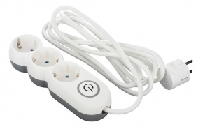 Extension cord protector 2E-U03VES3M, with 3 switches, white
