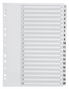 Divider A4 Index MF912929, with 20 sections, gray