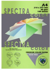 ფერადი ქაღალდი Spectra Color A4, 100 ფურცელი, ღია მწვანე