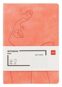 Notebook A5 Deli N126L, soft cover, single lined, 96 sheets, pink