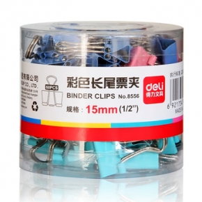 Clip-binder colored 15 mm. Deli 60 pcs.