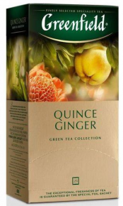 მწვანე ჩაი Greenfield Quince&Ginger, კომში და ჯინჯერი, 25 ცალი