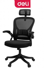 Office chair with mesh back and headrest Deli 4505, Black