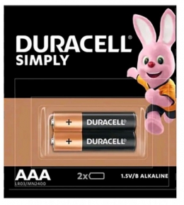 Battery Duracell AAA LR03/MN2400 1.5V/B Alkaline, 2 pcs