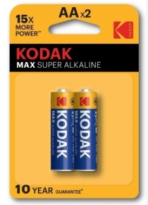ბატარეა Kodak Max Super Alkaline AA, 15X More Power, 1,5V, 2 ცალი