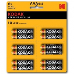 ბატარეა Kodak Xtralife Alkaline AAA, 6X More Power, 1,5V, 12 ცალი