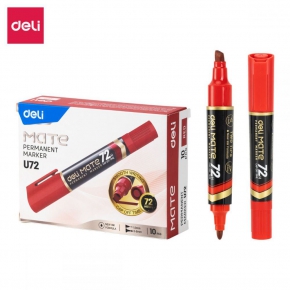 Permanent marker Deli Mate EU72, two tips, Red