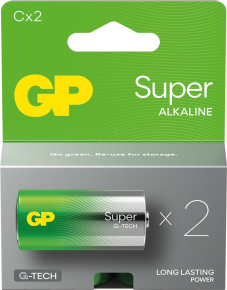Battery GP Super Alkaline LR14, C size, 2 pcs.