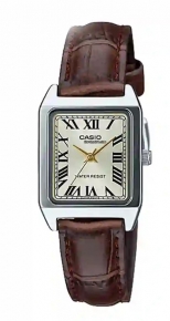 Women's Wristwatch Casio Quartz, Leather Strap, Brown
